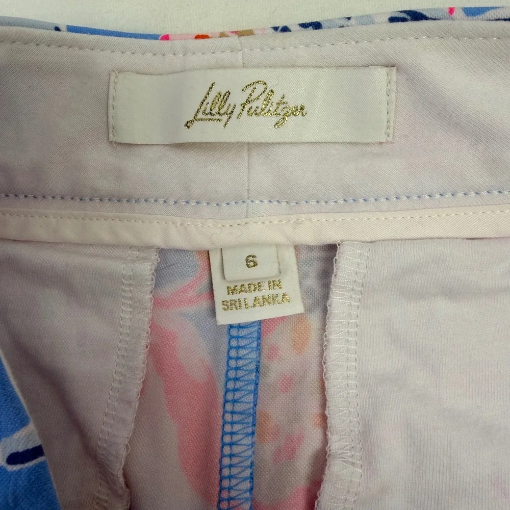 Lilly Pulitzer Buttercup Mid Rise Shorts‎ Scalloped Hem Womens 6 Coral Coastal